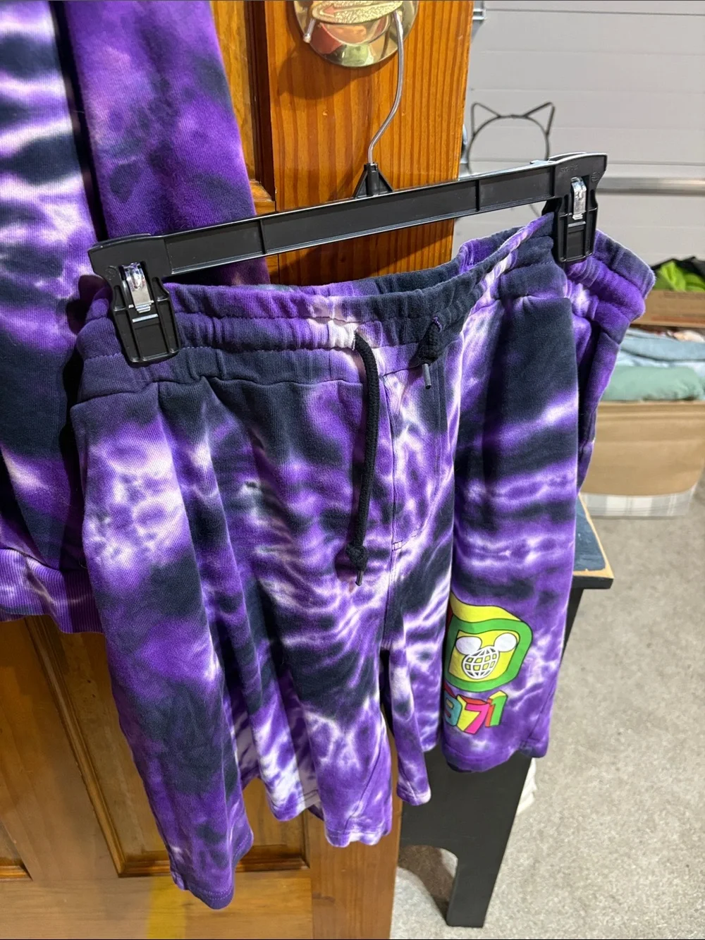 Disney Purple & Black Tie-Dye Hoodie and Shorts Set